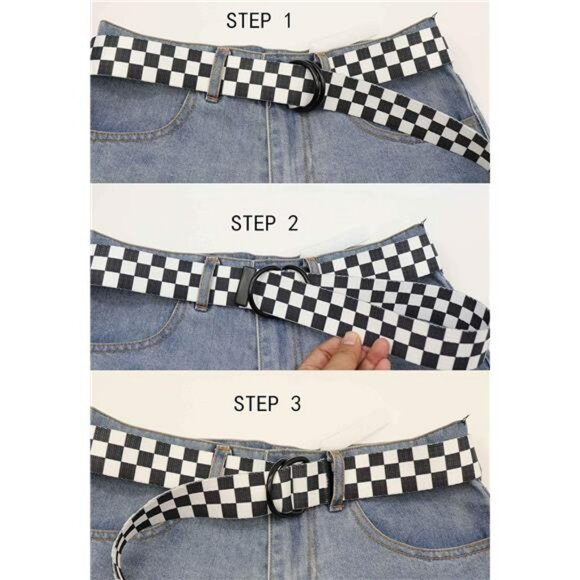 Canvas web belt double d ring buckle adjustable casual belt for jeans shorts pan - Picture 5 of 7